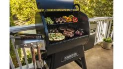 Traeger - Ironwood D2 650 Pellet BBQ - Free Cover And Front Folding Shelf -Kitchen Grill Store Irnwd20650 food close 1000x563 1