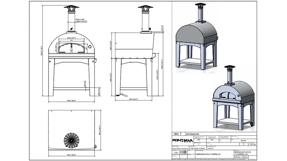Fontana - Mangiafuoco Wood Pizza Oven With Trolley - Anthracite 2 Fontana - Mangiafuoco Wood Pizza Oven With Trolley - Anthracite - Image 2