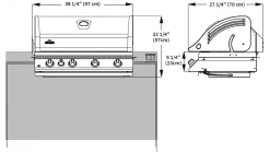 Napoleon Oasis 200 - LEX605 - Island Gas BBQ -Kitchen Grill Store ps Dimensions BILEX605RBI 1 1000x563 1